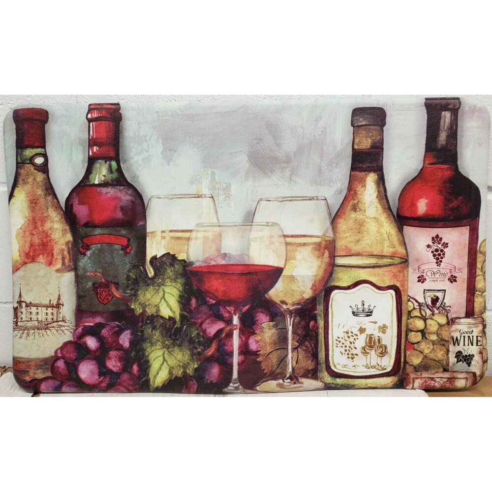 Anti-Fatigue Printed PVC Kitchen Floor Mat (18"x30") WINE & GRAPES,MOSCATO,Achim